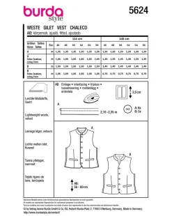 Burda Schnittmuster 5624 Damen Weste