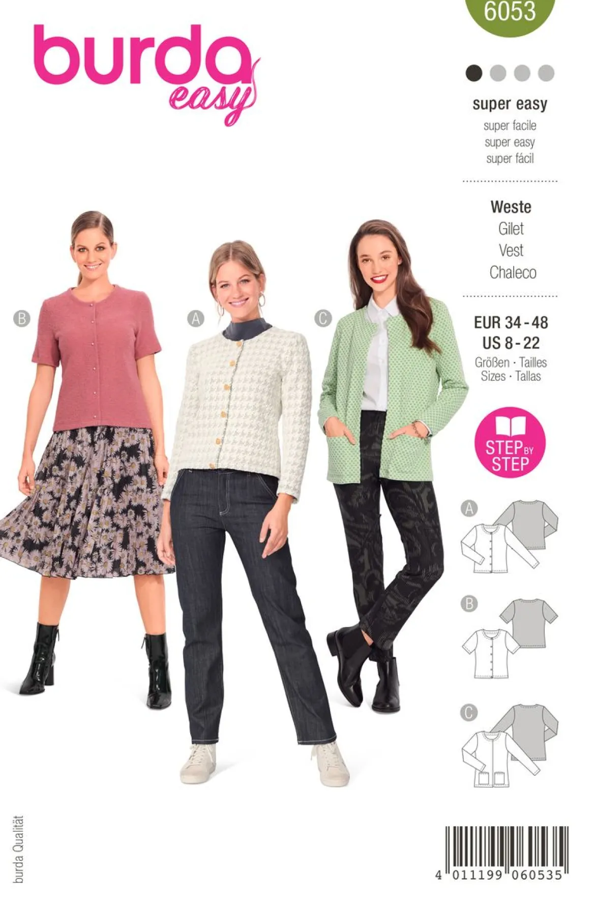Burda Schnittmuster 6053 Damen Weste