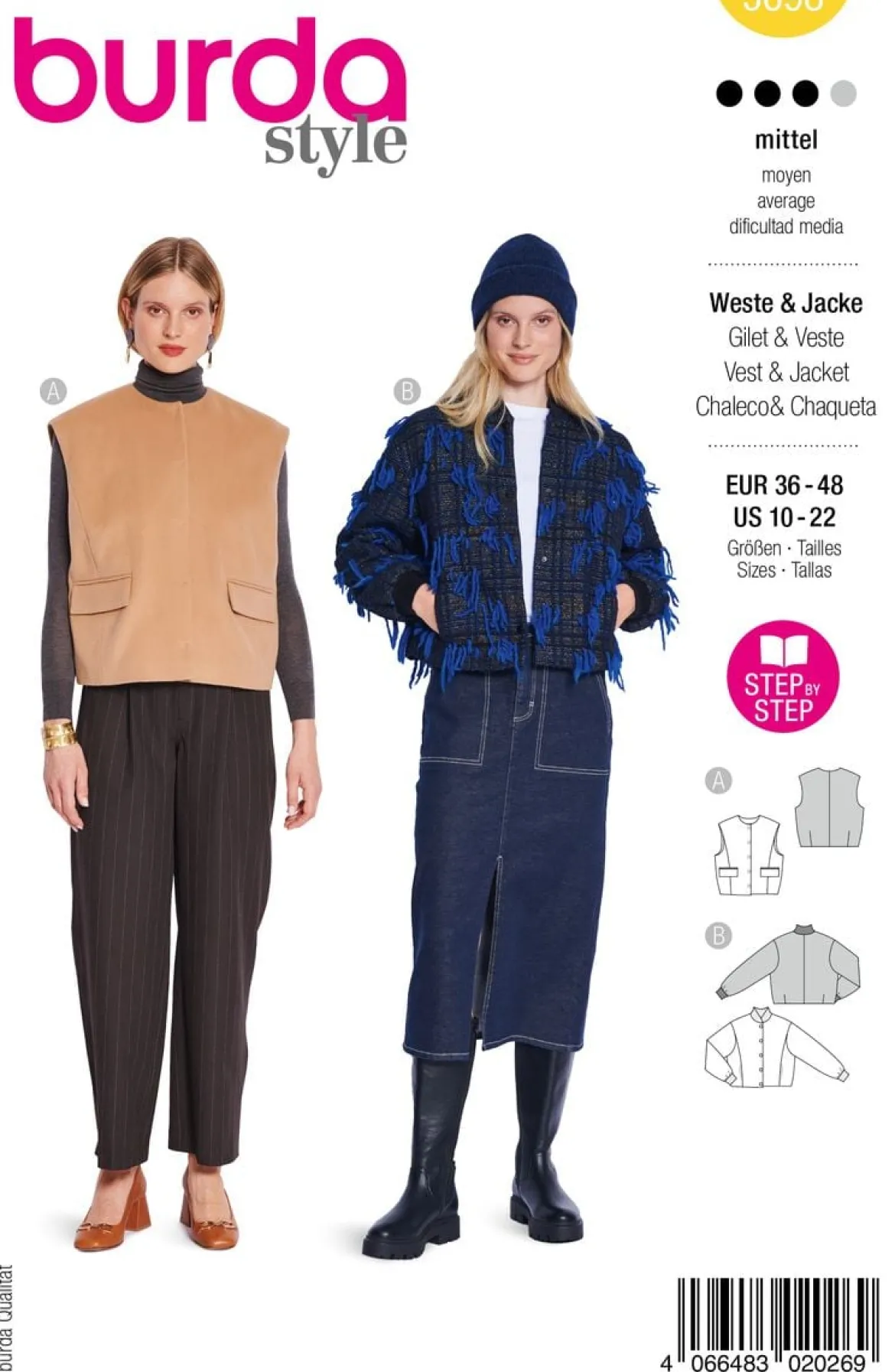 Burda Schnittmuster 5698 Damen Weste & Jacke