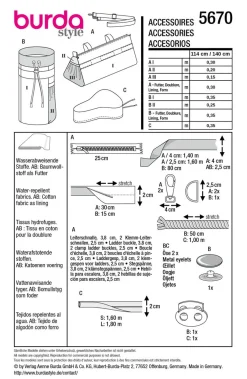 Burda Schnittmuster 5670 Fahrrad Accessoires