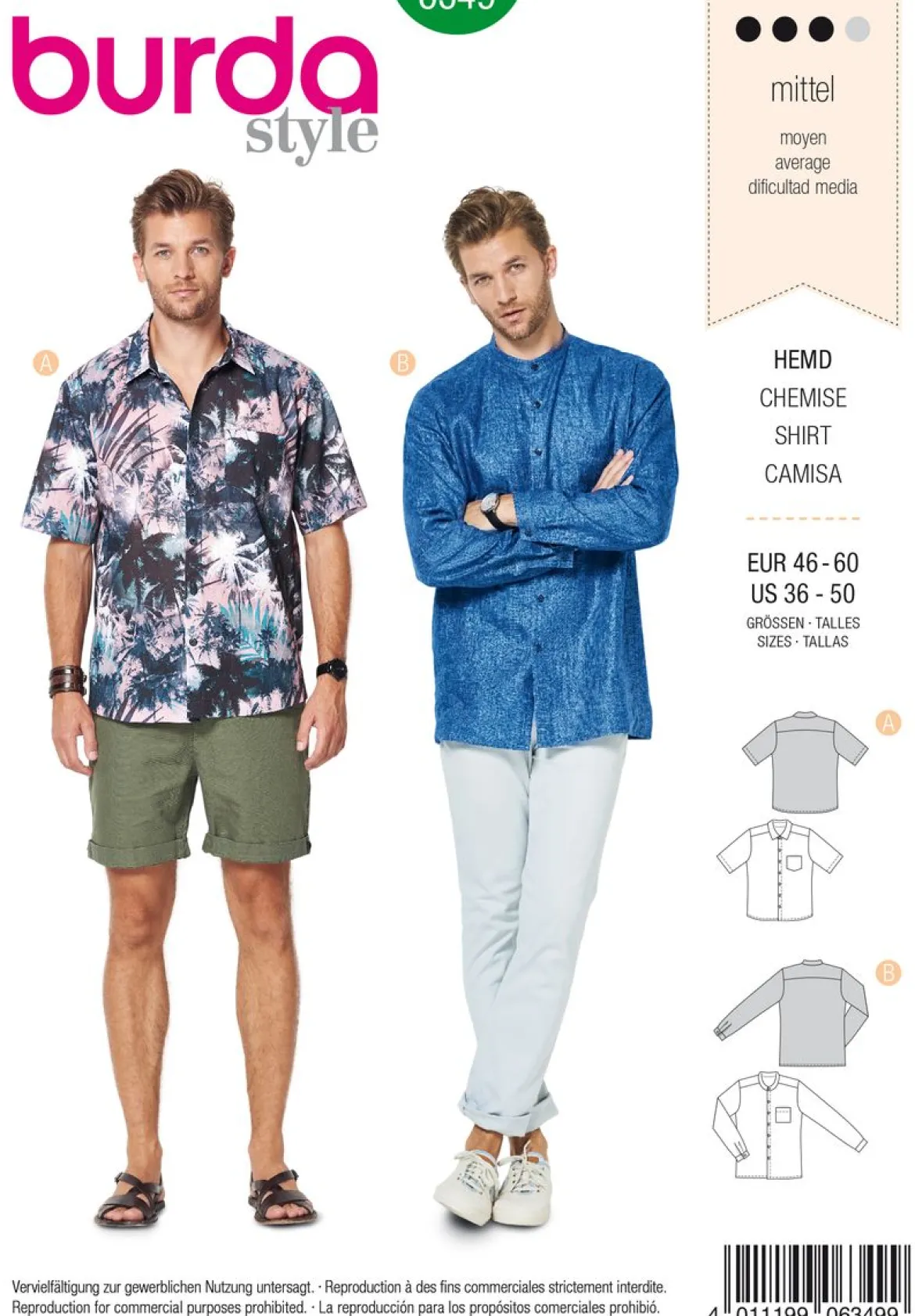 Burda Schnittmuster 6349 Hemd