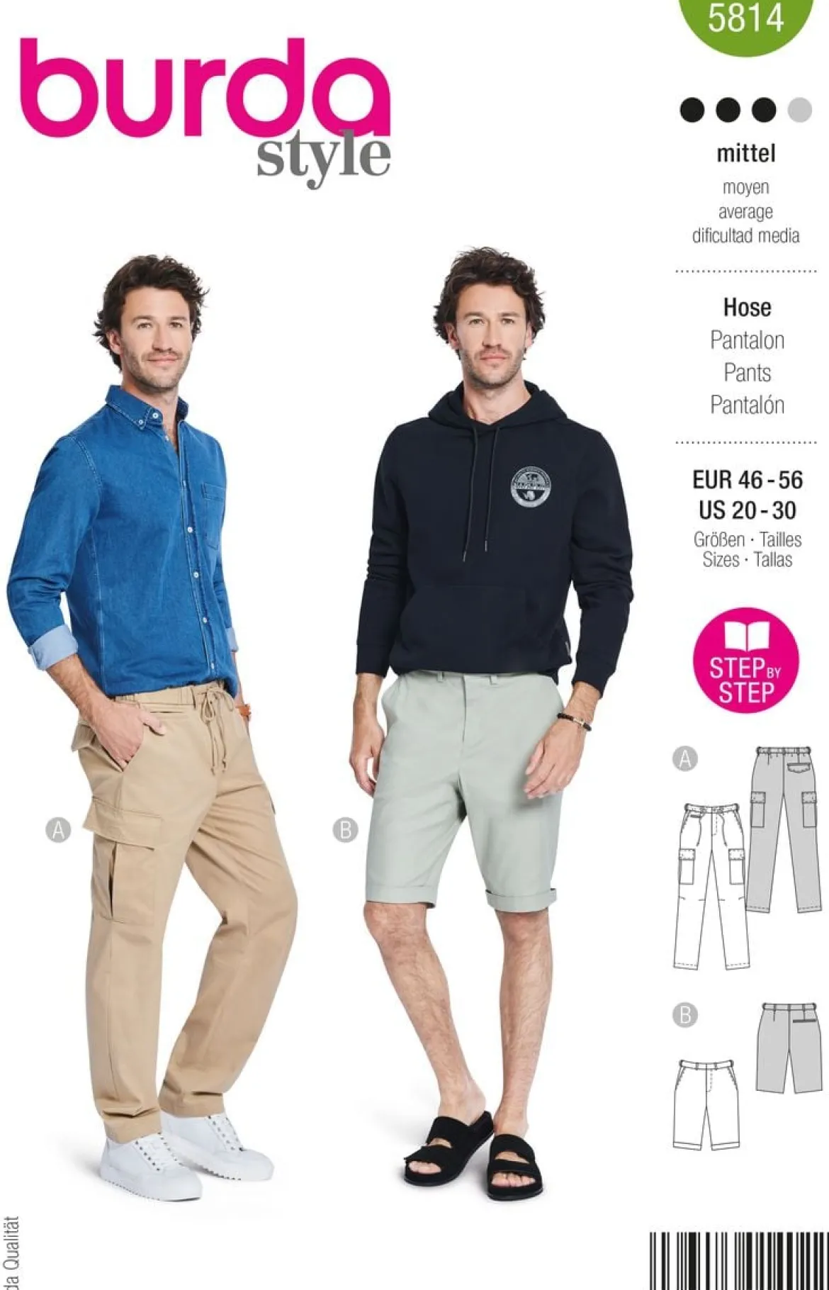 Burda Schnittmuster 5814 Herren Hose Shorts