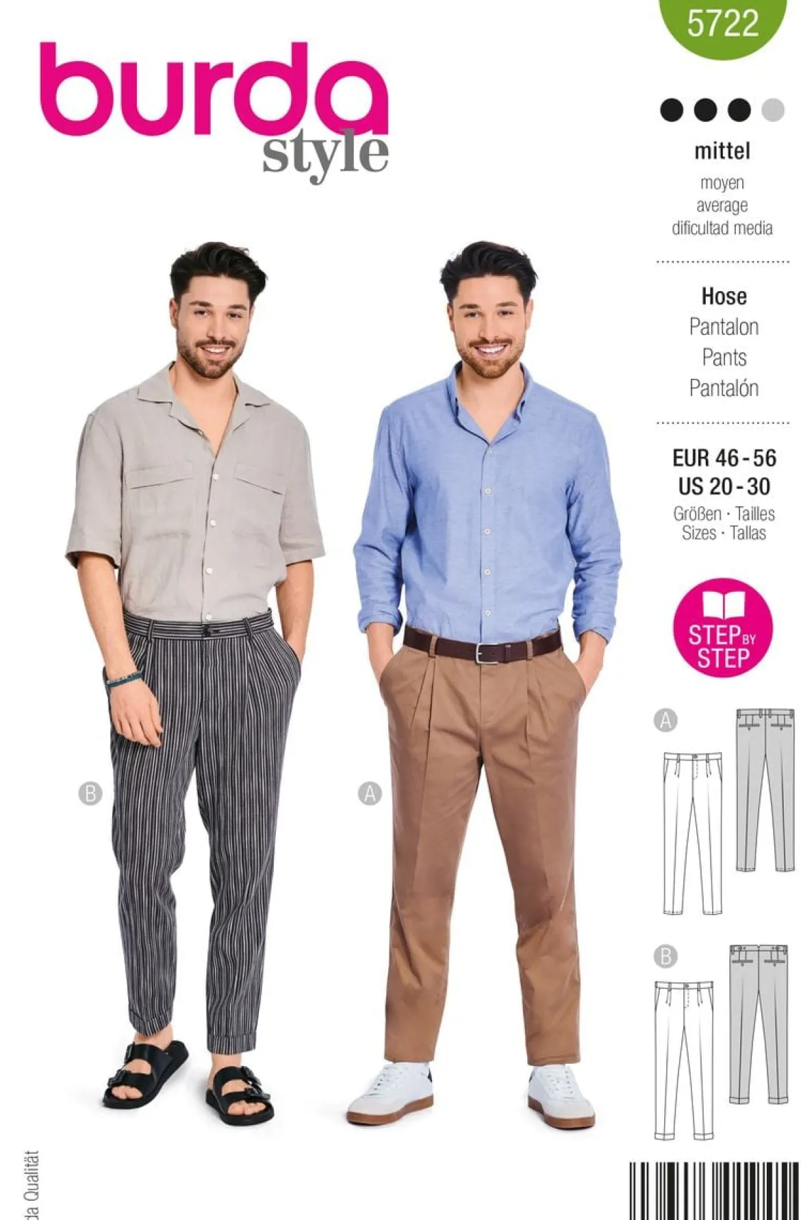 Burda Schnittmuster 5722 Herren Hose