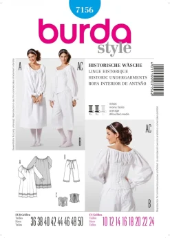 Burda Schnittmuster 7156 Historische Wäsche