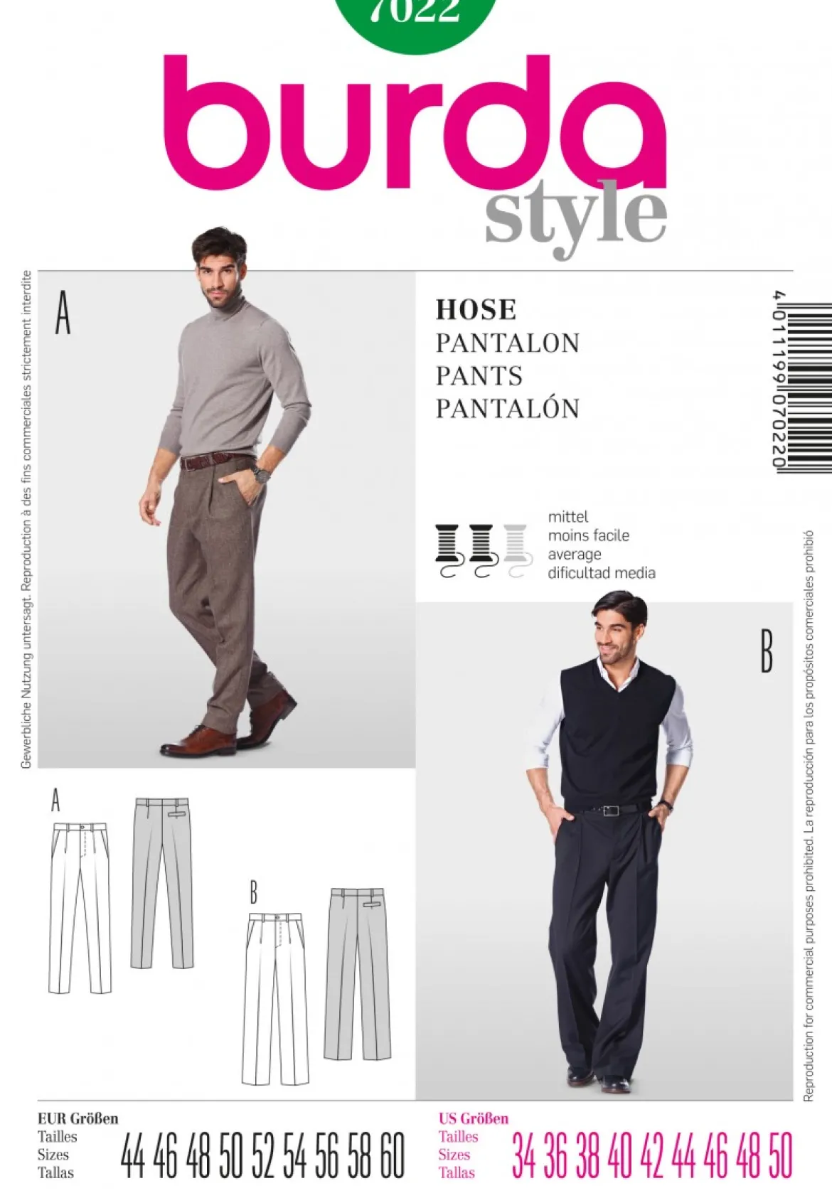 Burda Schnittmuster 7022 Hose