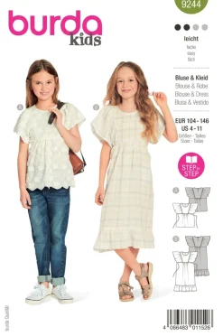 Burda Schnittmuster 9244 Kinder Bluse Kleid