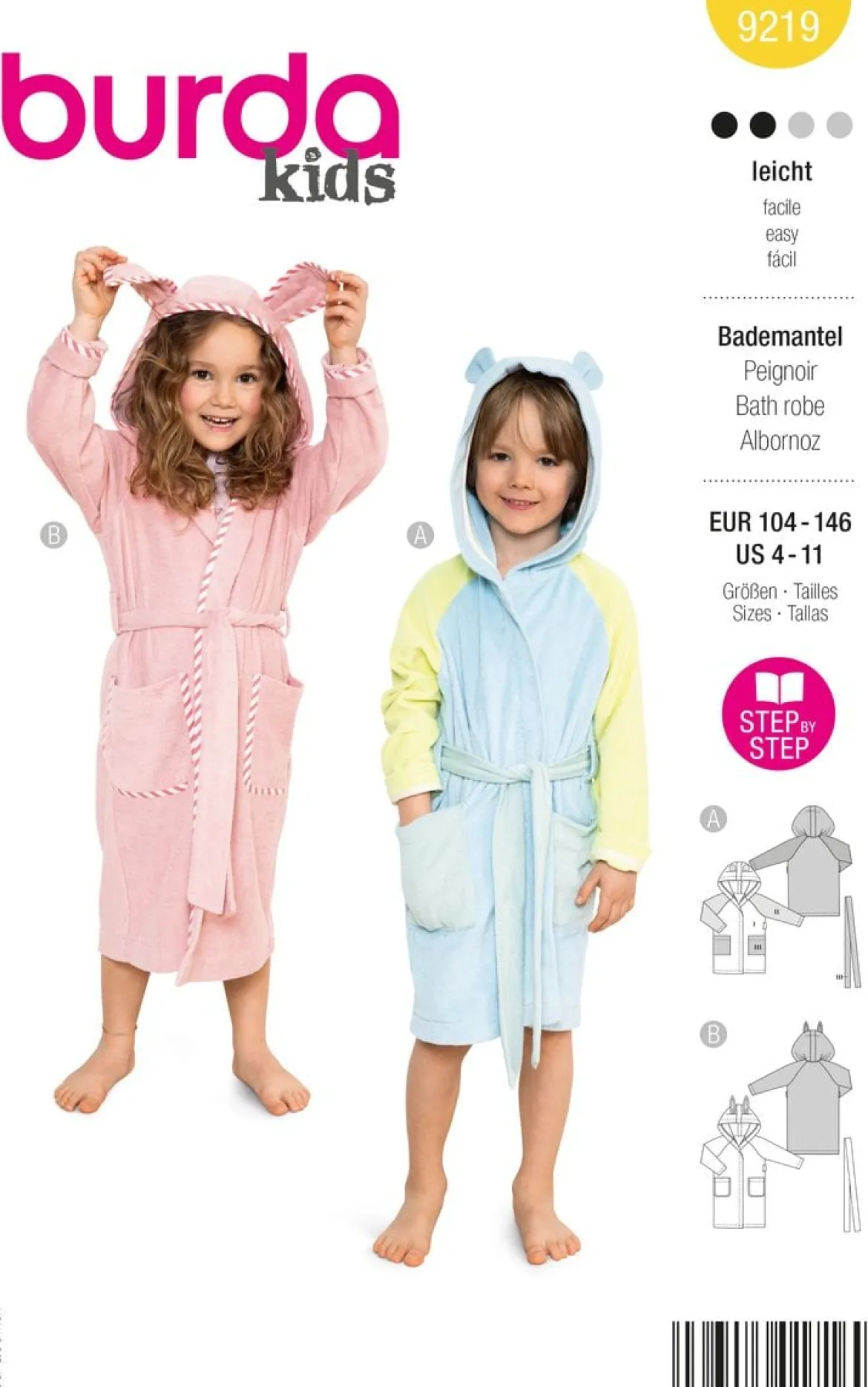 Burda Schnittmuster 9219 Kinder Bademantel