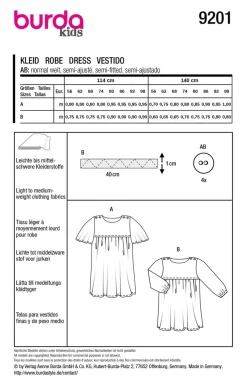 Burda Schnittmuster 9201 Kinder Baby Kleid