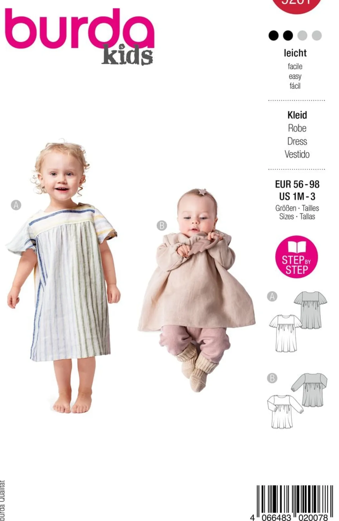 Burda Schnittmuster 9201 Kinder Baby Kleid