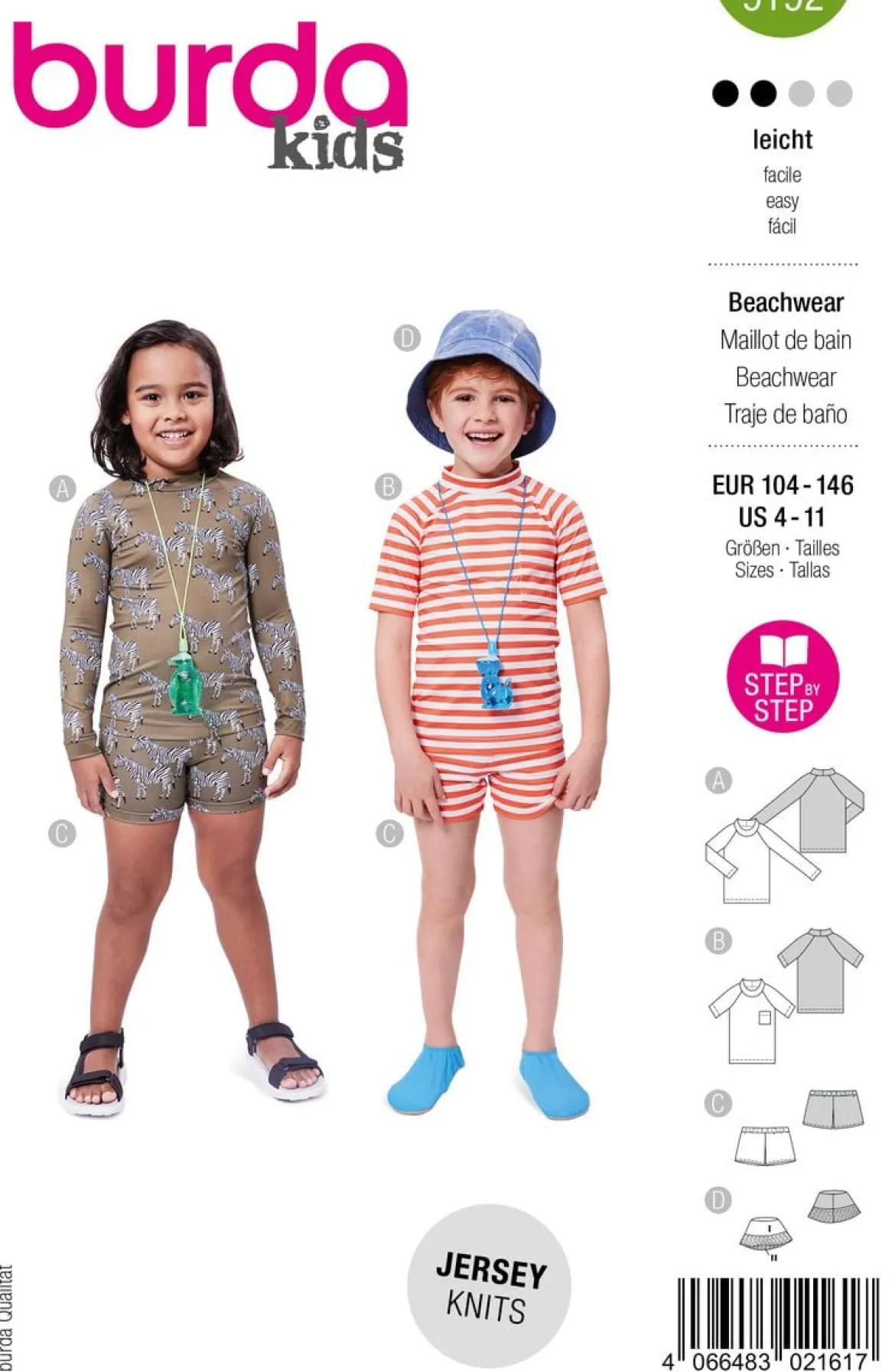 Burda Schnittmuster 9192 Kinder Beachwear Strandset