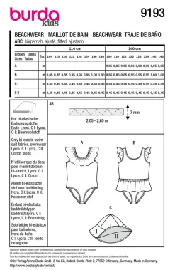 Burda Schnittmuster 9193 Kinder Beachwear Badeanzug