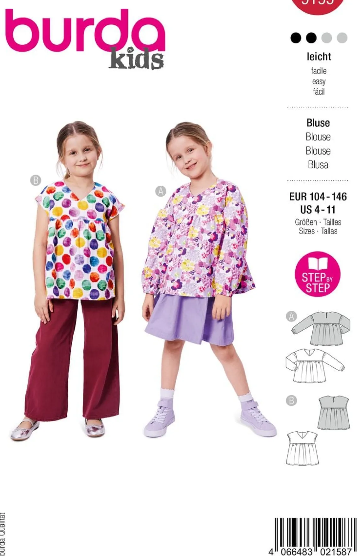 Burda Schnittmuster 9195 Kinder Bluse