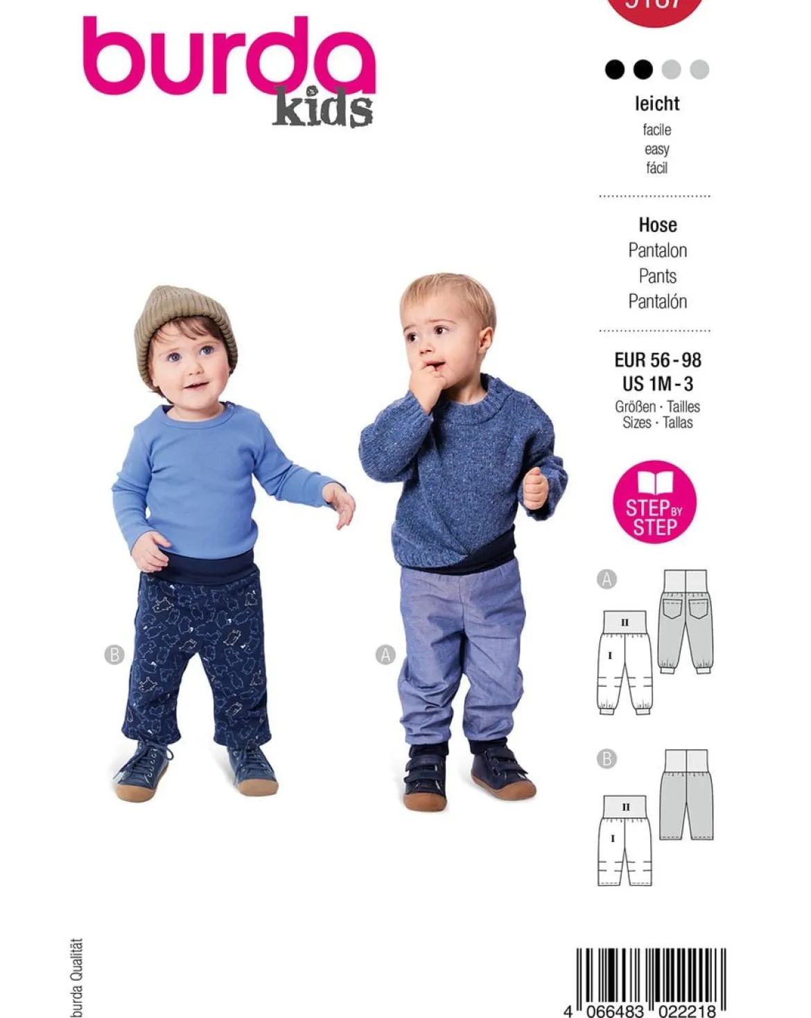 Burda Schnittmuster 9187 Kinder Hose