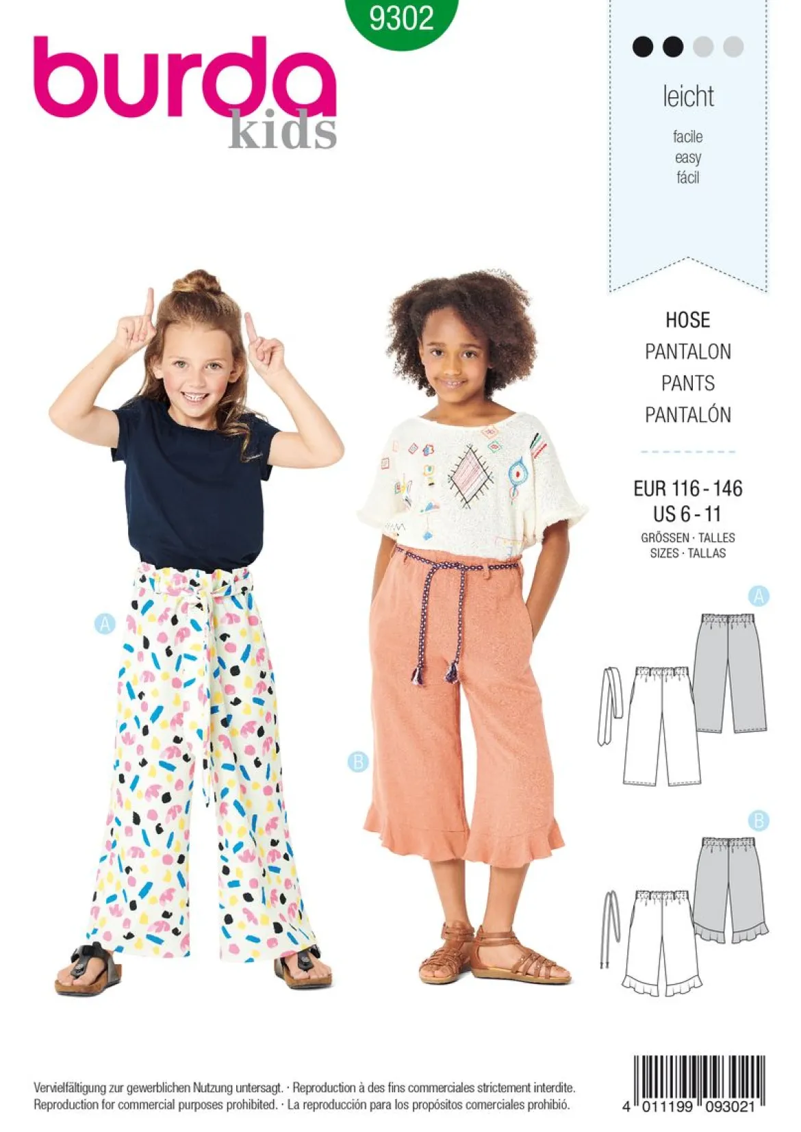 Burda Schnittmuster 9302 Kinder Hose