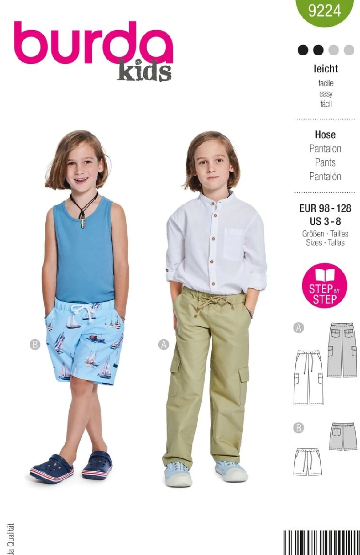 Burda Schnittmuster 9224 Kinder Hose Shorts