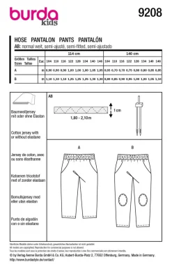 Burda Schnittmuster 9208 Kinder Hose
