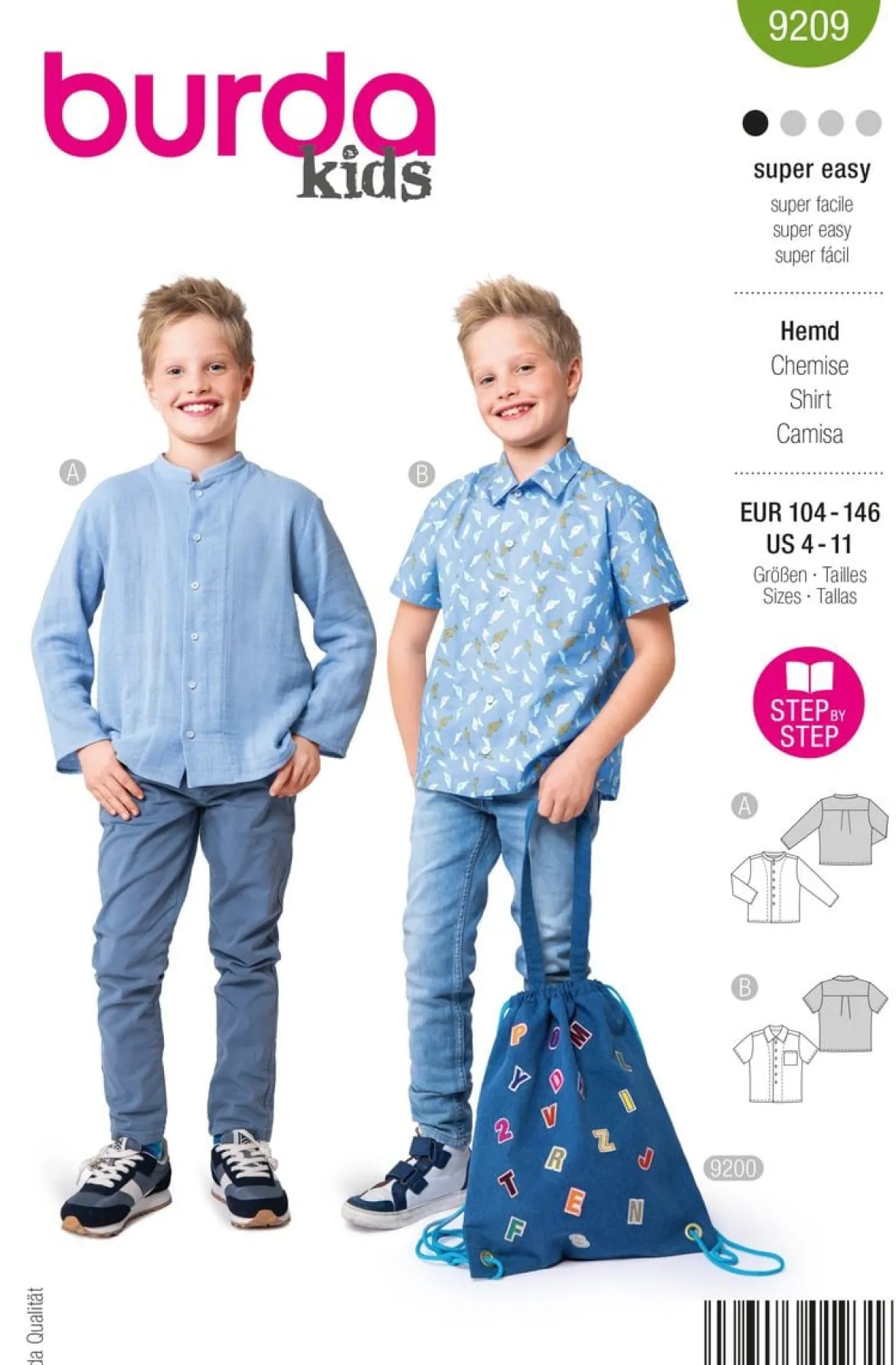 Burda Schnittmuster 9209 Kinder Hemd