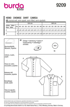 Burda Schnittmuster 9209 Kinder Hemd