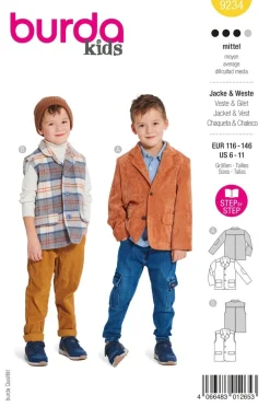 Burda Schnittmuster 9234 Kinder Jacke Weste