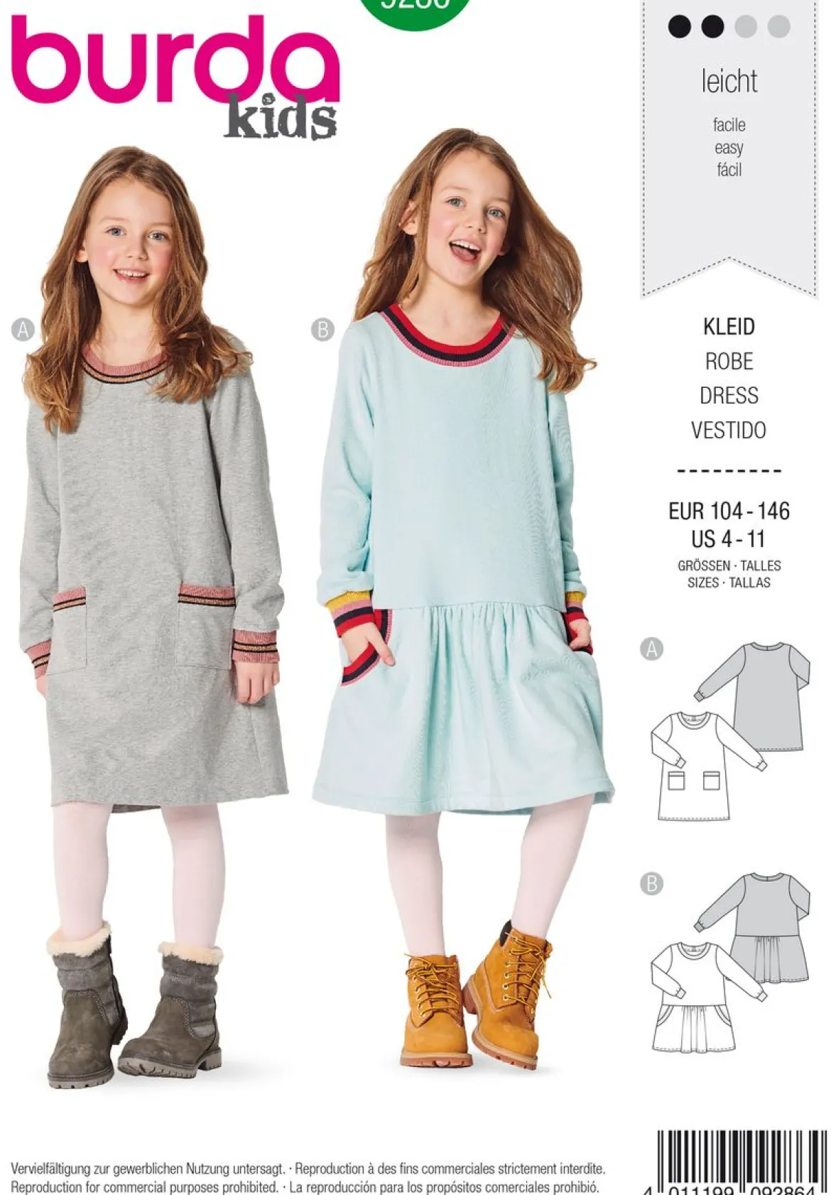 Burda Schnittmuster 9286 Kinder Kleid