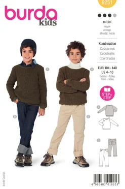 Burda Schnittmuster 9251 Kinder Kombination Oberteil Hose