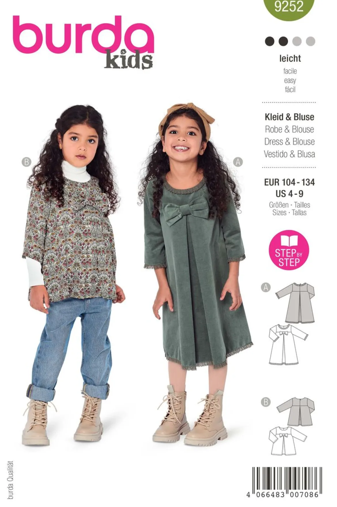 Burda Schnittmuster 9252 Kinder Kleid & Bluse