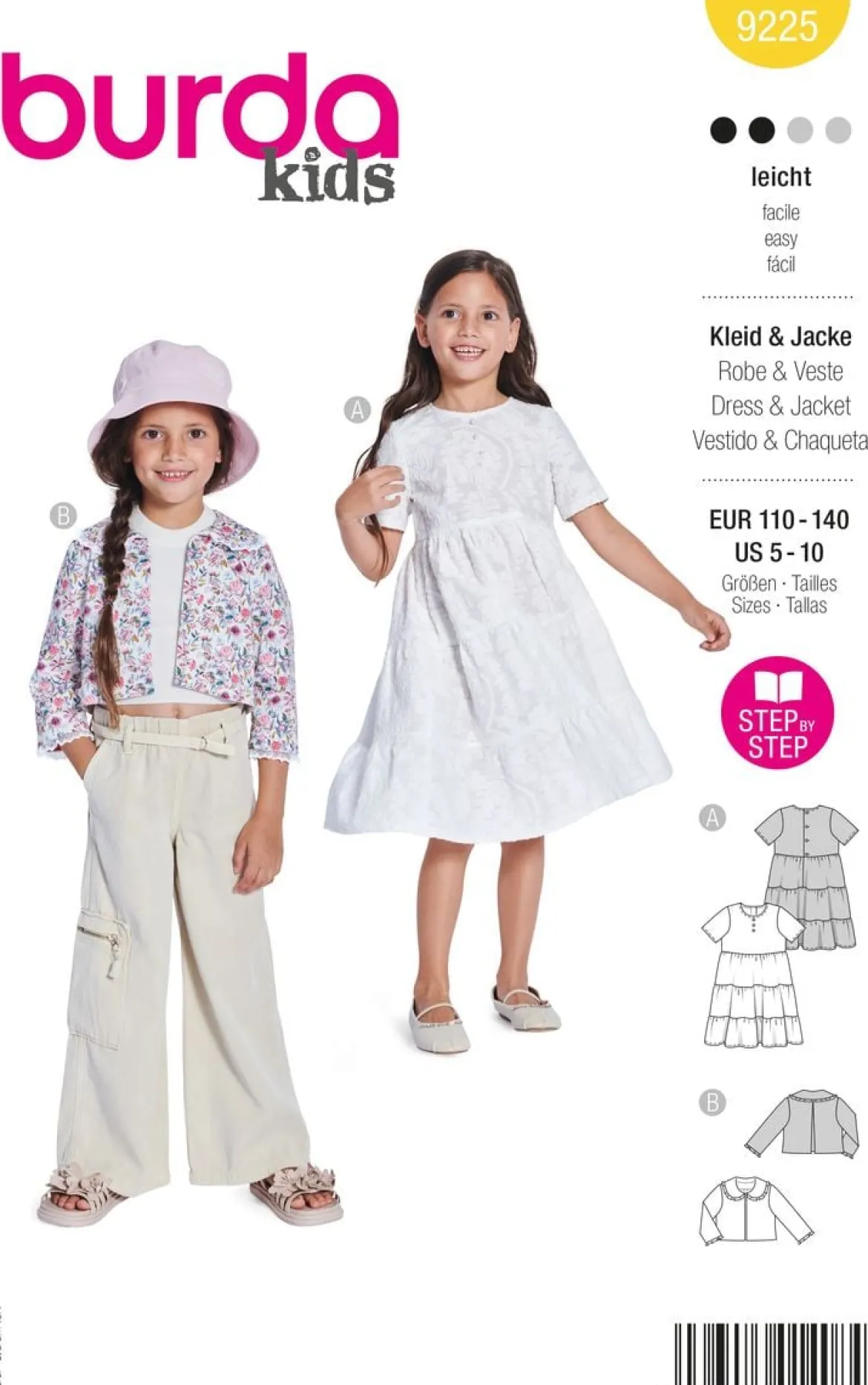 Burda Schnittmuster 9225 Kinder Kleid & Jacke