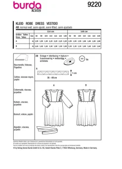 Burda Schnittmuster 9220 Kinder Kleid