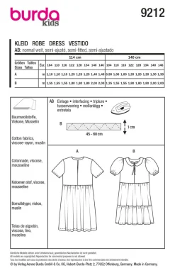 Burda Schnittmuster 9212 Kinder Kleid