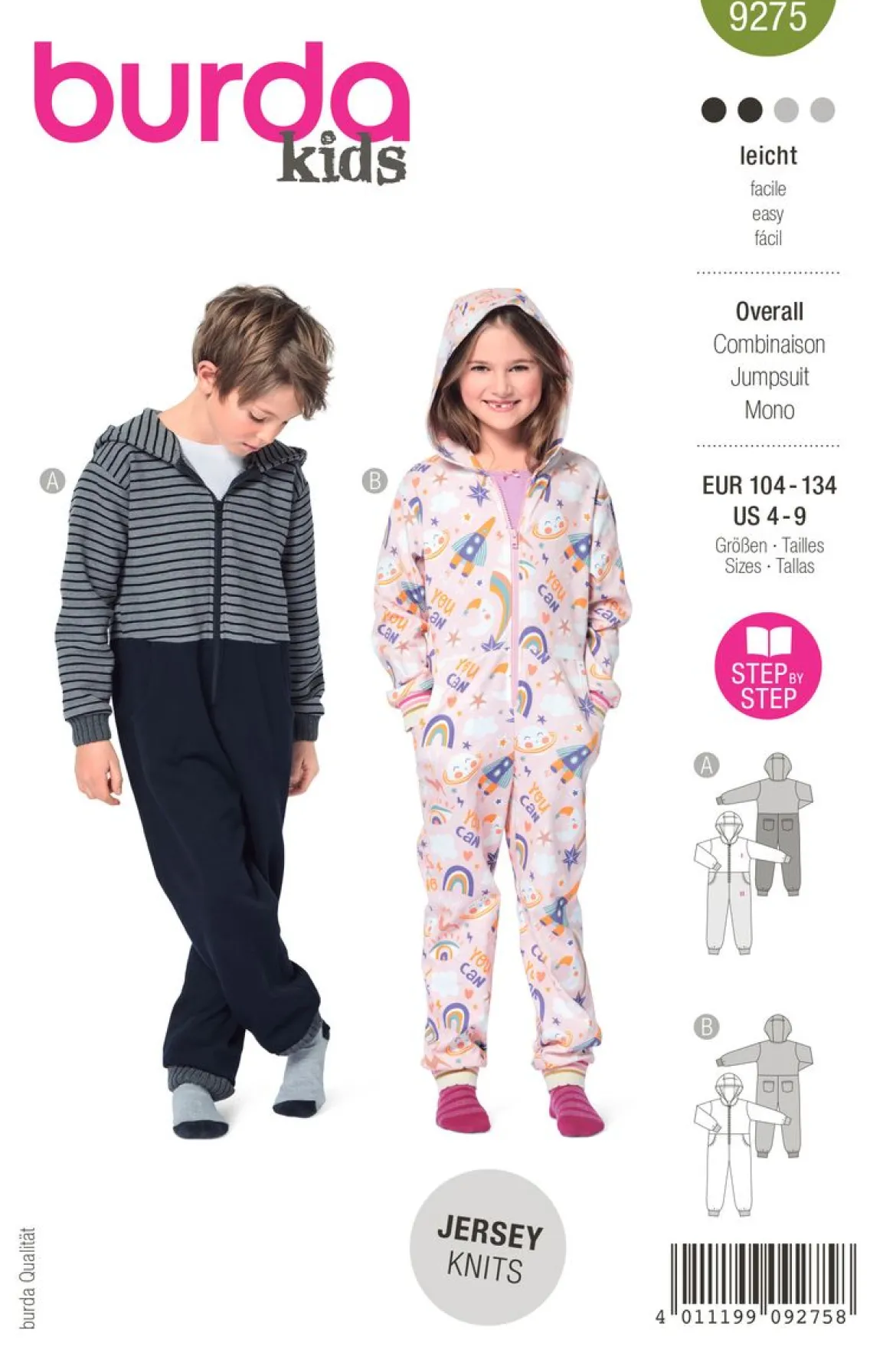 Burda Schnittmuster 9275 Kinder Overall