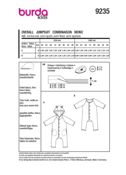 Burda Schnittmuster 9235 Kinder Overall