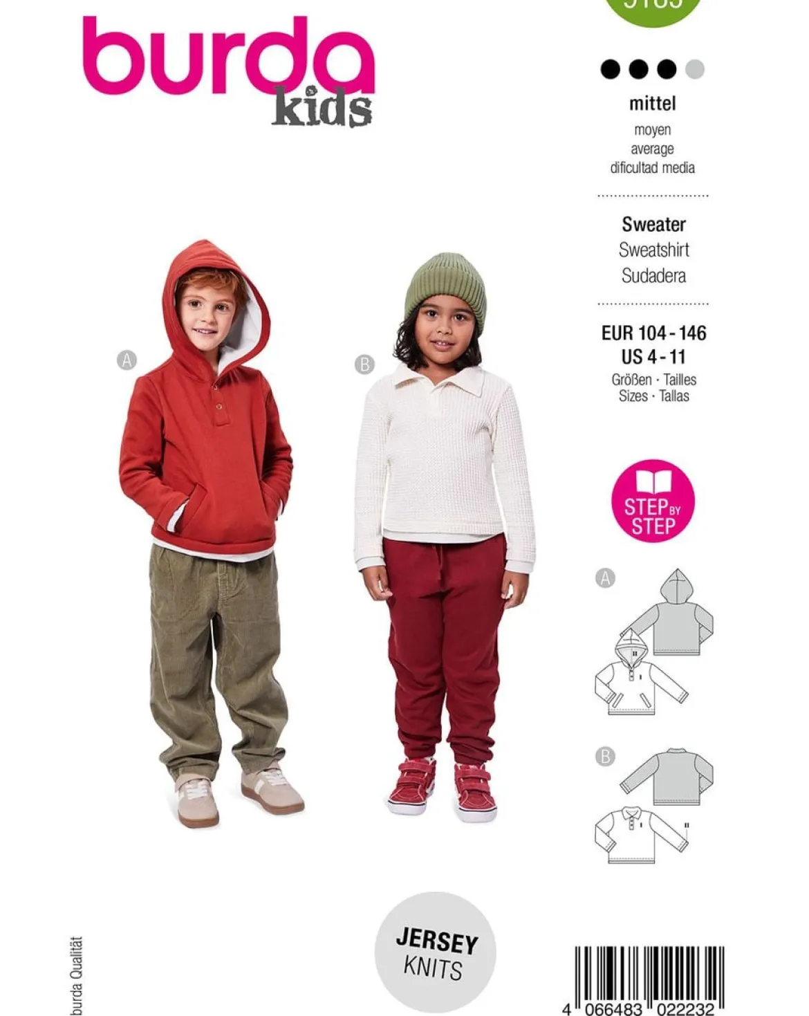 Burda Schnittmuster 9185 Kinder Pullover