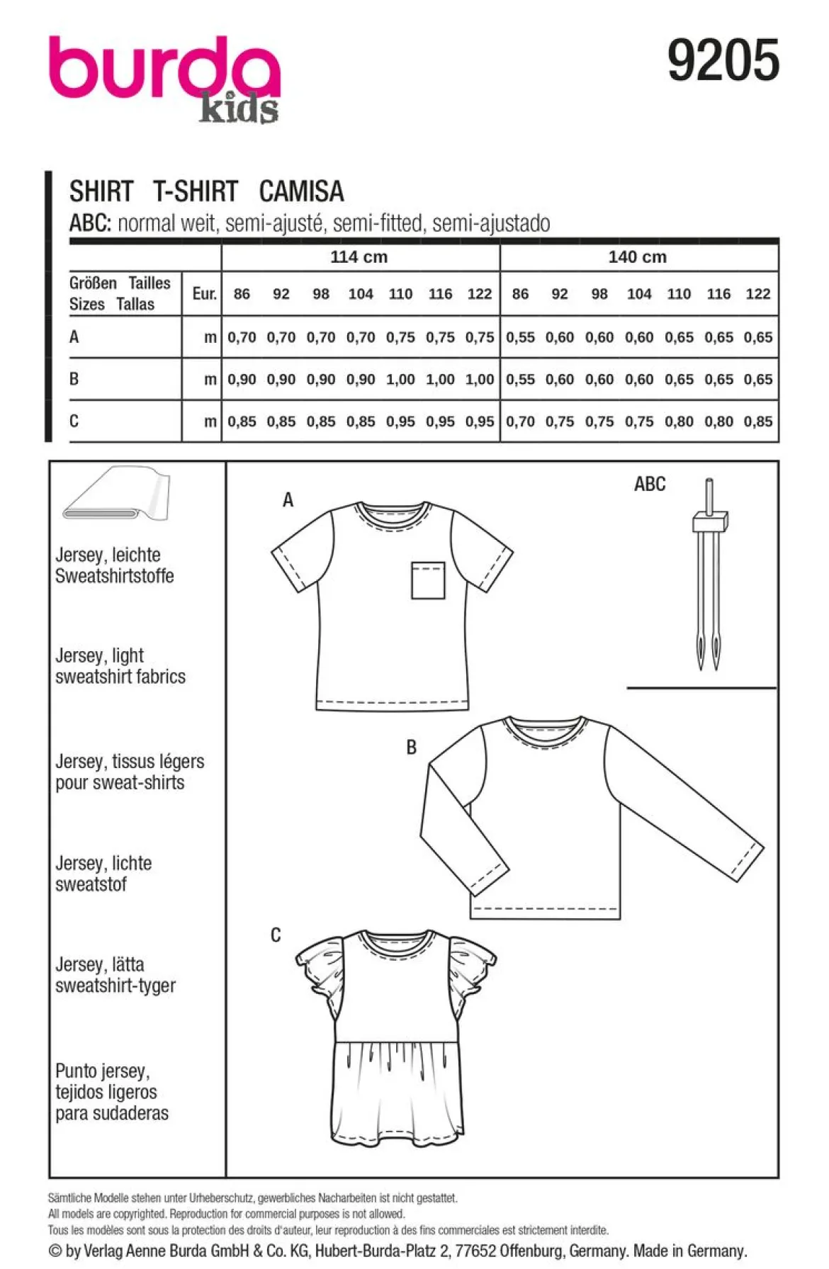 Burda Schnittmuster 9205 Kinder Shirt
