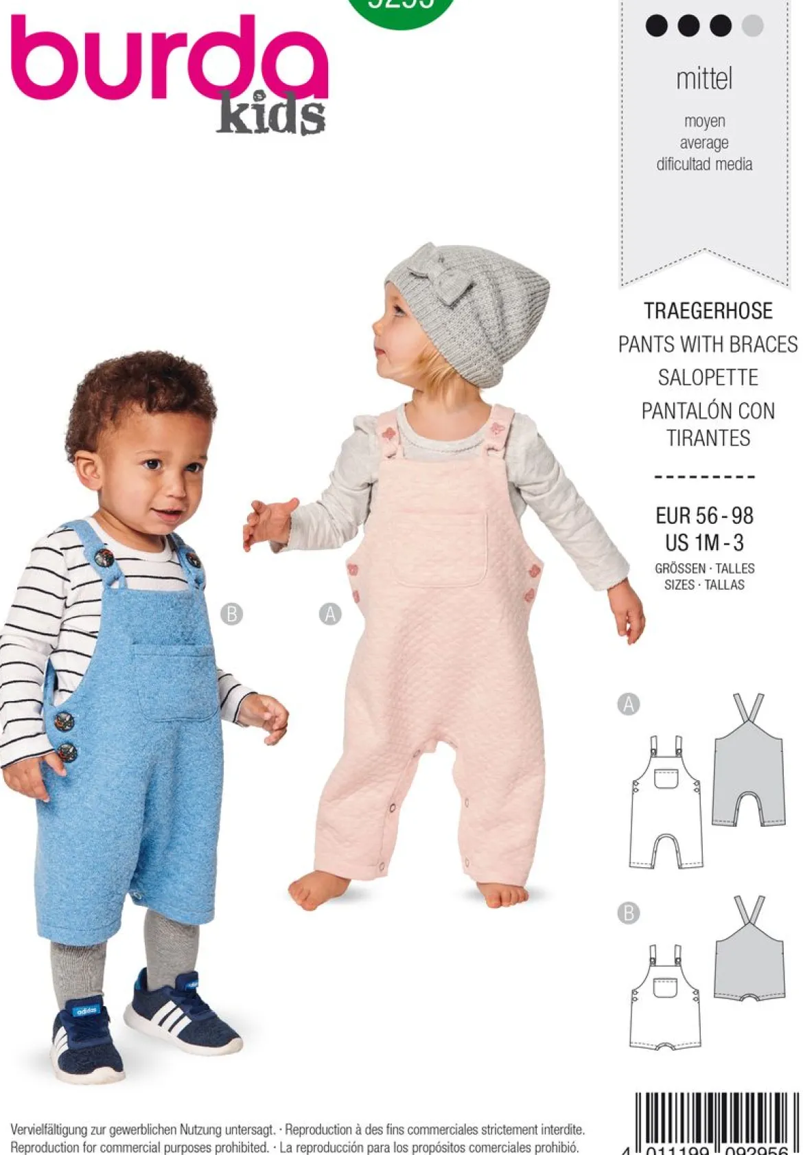 Burda Schnittmuster 9295 Kinder Trägerhose