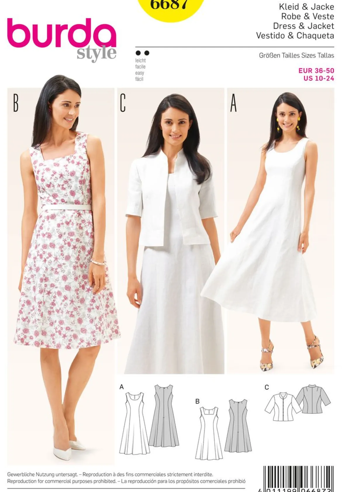 Burda Schnittmuster 6687 Kleid & Jacke