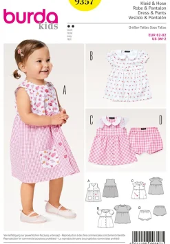 Burda Schnittmuster 9357 Kleid & Hose Kinder Größe 62-92