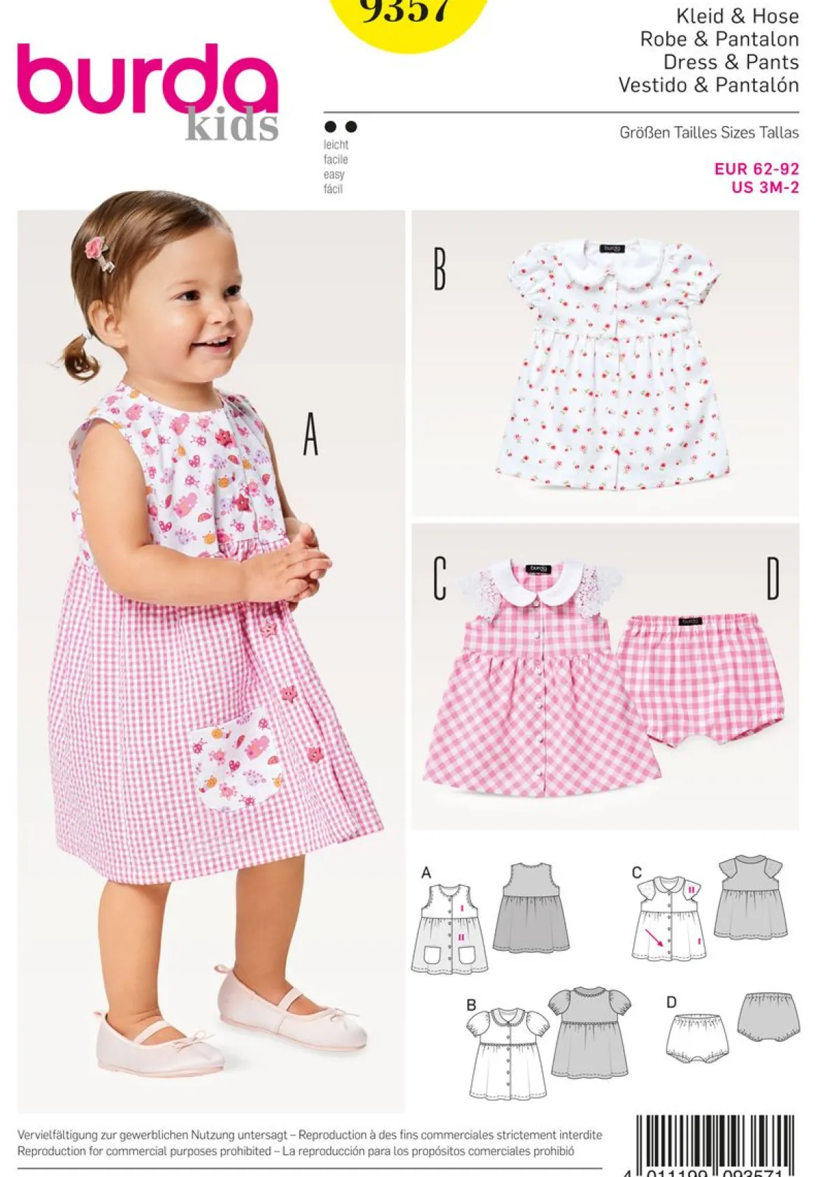 Burda Schnittmuster 9357 Kleid & Hose Kinder Größe 62-92