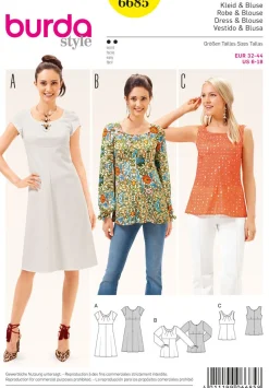 Burda Schnittmuster 6685 Kleid, Bluse
