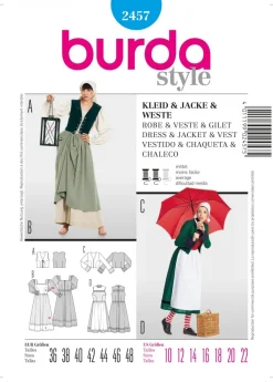 Burda Schnittmuster 2457 Kleid, Jacke, Weste