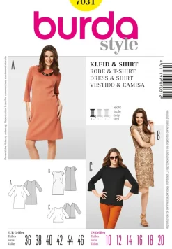 Burda Schnittmuster 7031 Kleid, Shirt