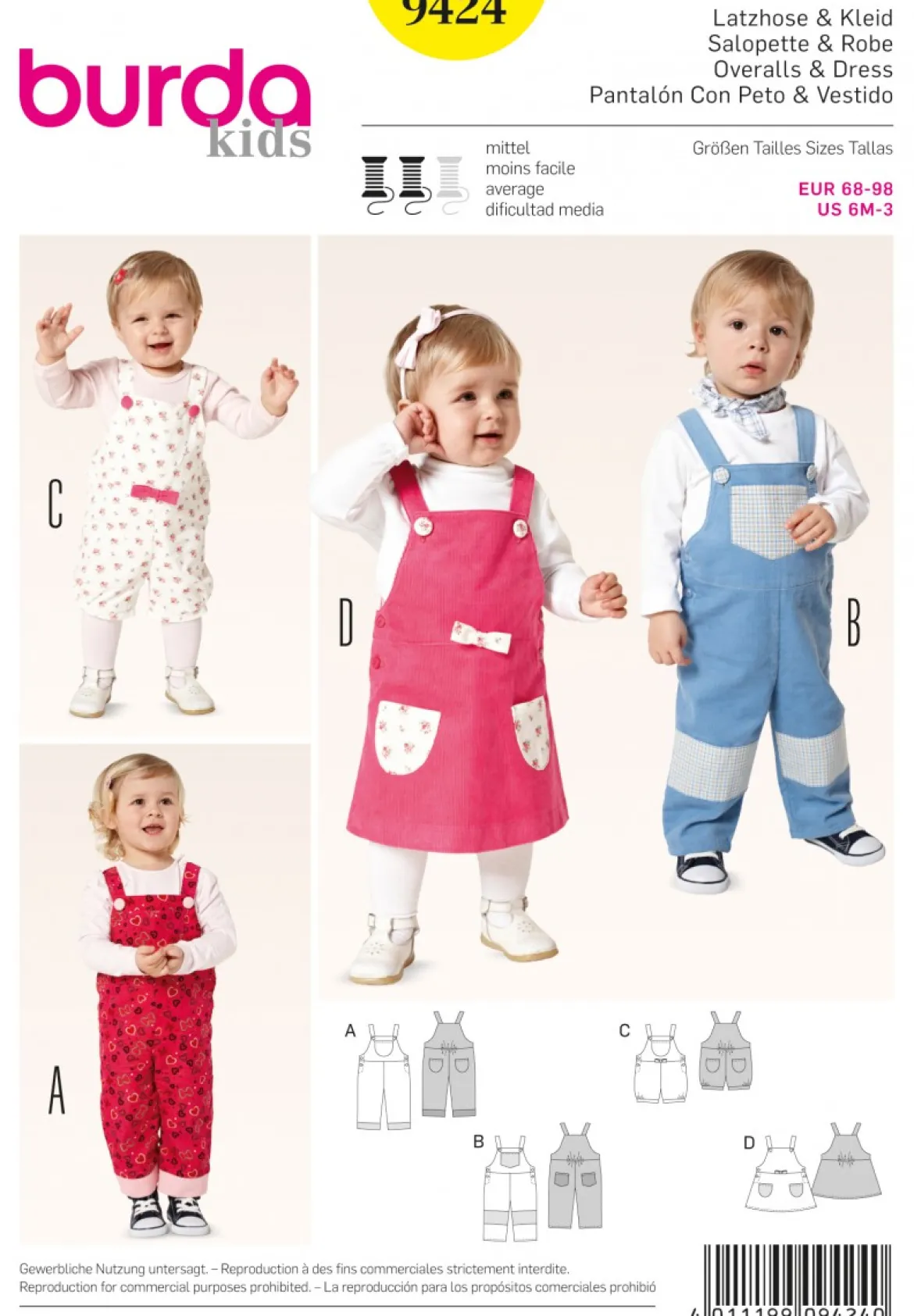 Burda Schnittmuster 9424 Latzhose & Kleid