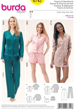 Burda Schnittmuster 6742 Pyjama & Nachthemd