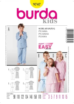 Burda Schnittmuster 9747 Schlafanzug