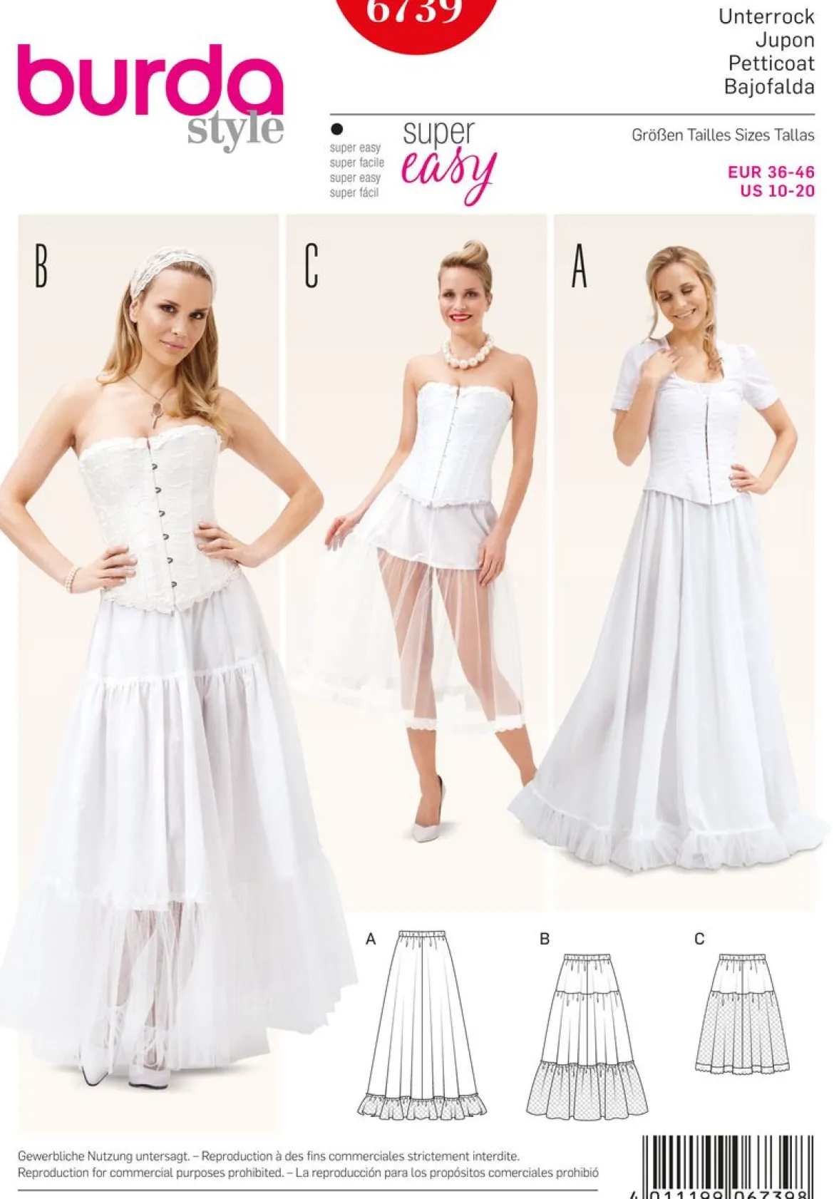 Burda Schnittmuster 6739 Unterrock
