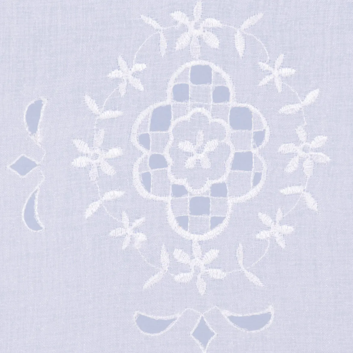 Cafehausgardine Schlaufen Leinenstruktur bestickt Blumen mit Häkelborte 45x120cm