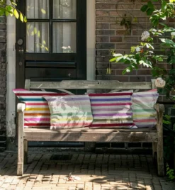 Canvas Baumwollstoff Streifen ecru pastell 138cm Stoffbreite