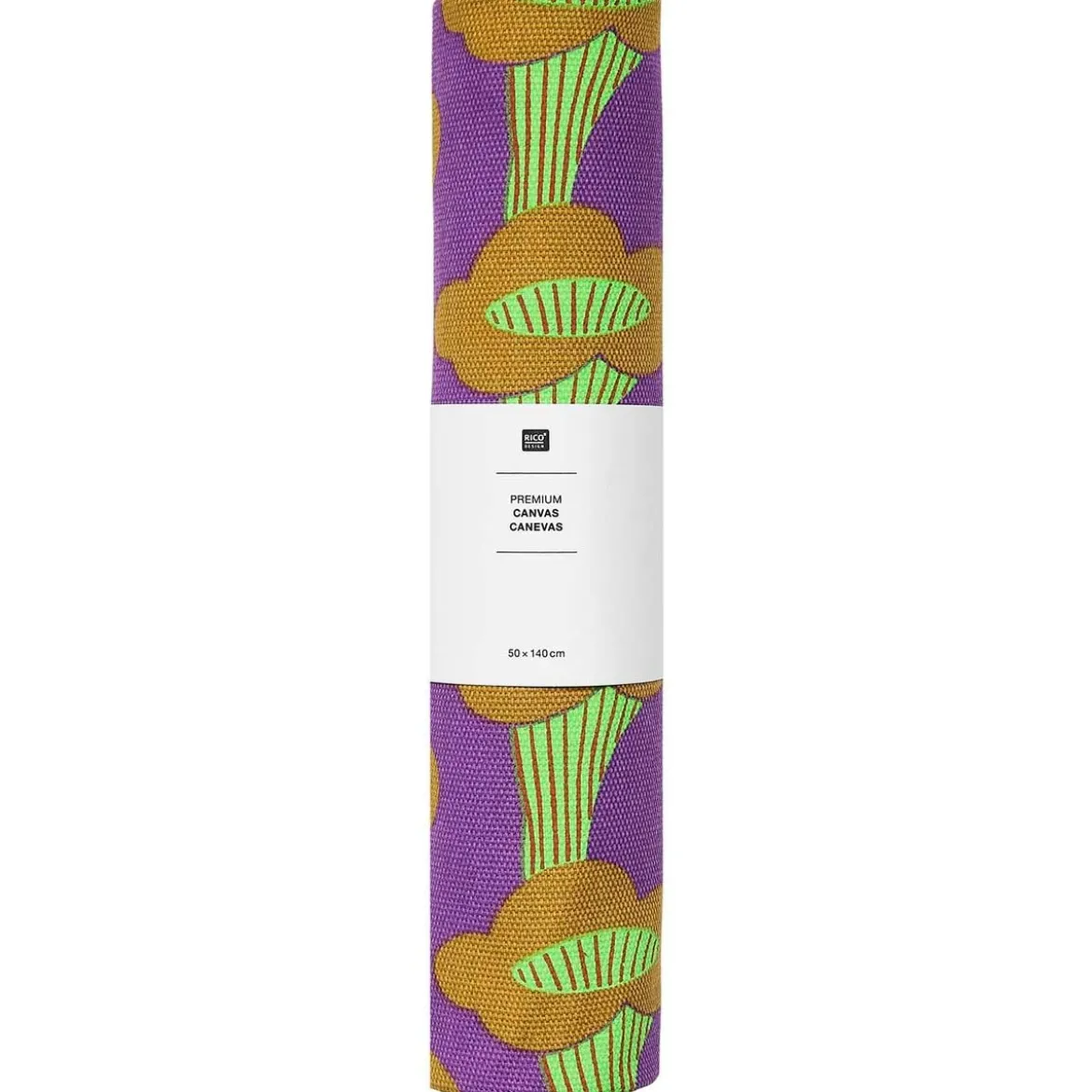 Canvas Stoff Baumwollstoff Pfifferlinge Lila Neongrün von Rico Design 50x140cm