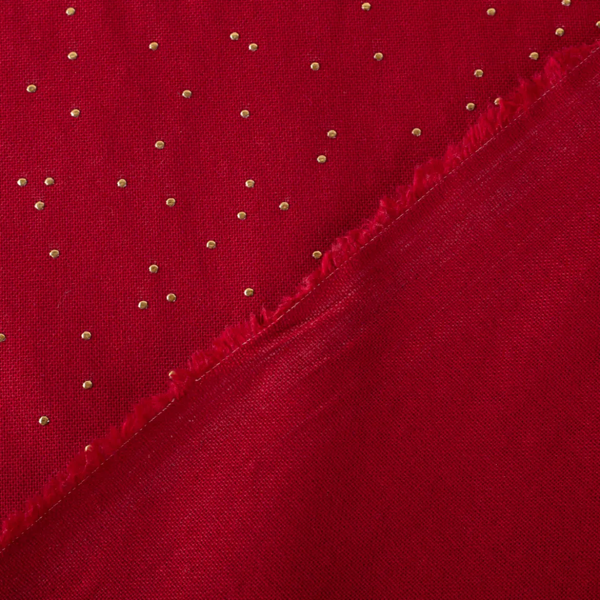 Canvas Stoff Dekostoff Baumwolle Pimiz Goldpunkte rot 1,45m Breite