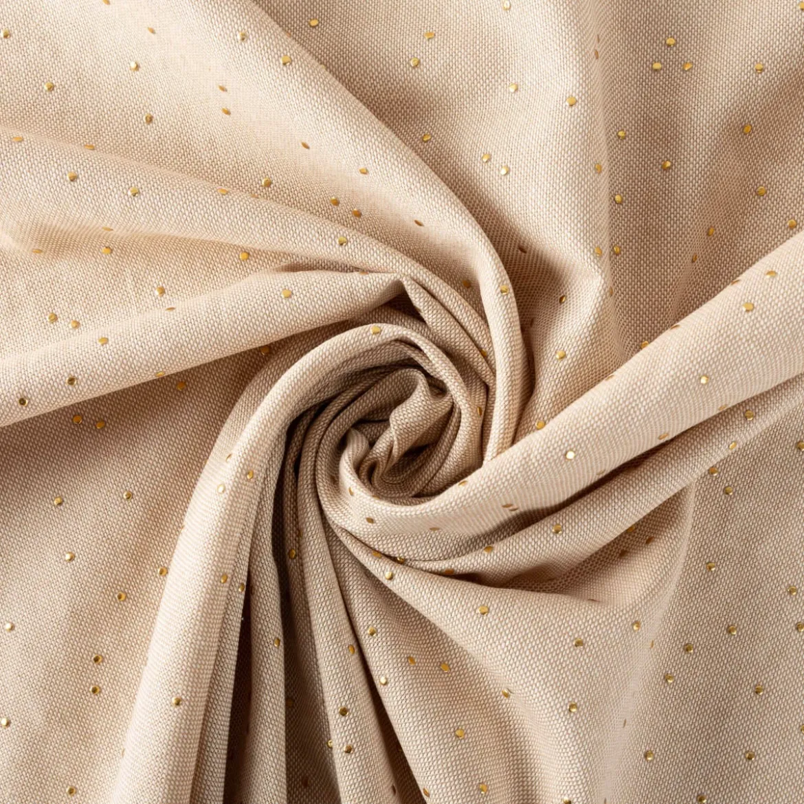 Canvas Stoff Dekostoff Baumwolle Pimiz Goldpunkte natur 1,45m Breite