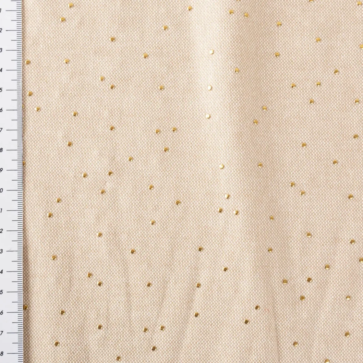 Canvas Stoff Dekostoff Baumwolle Pimiz Goldpunkte natur 1,45m Breite